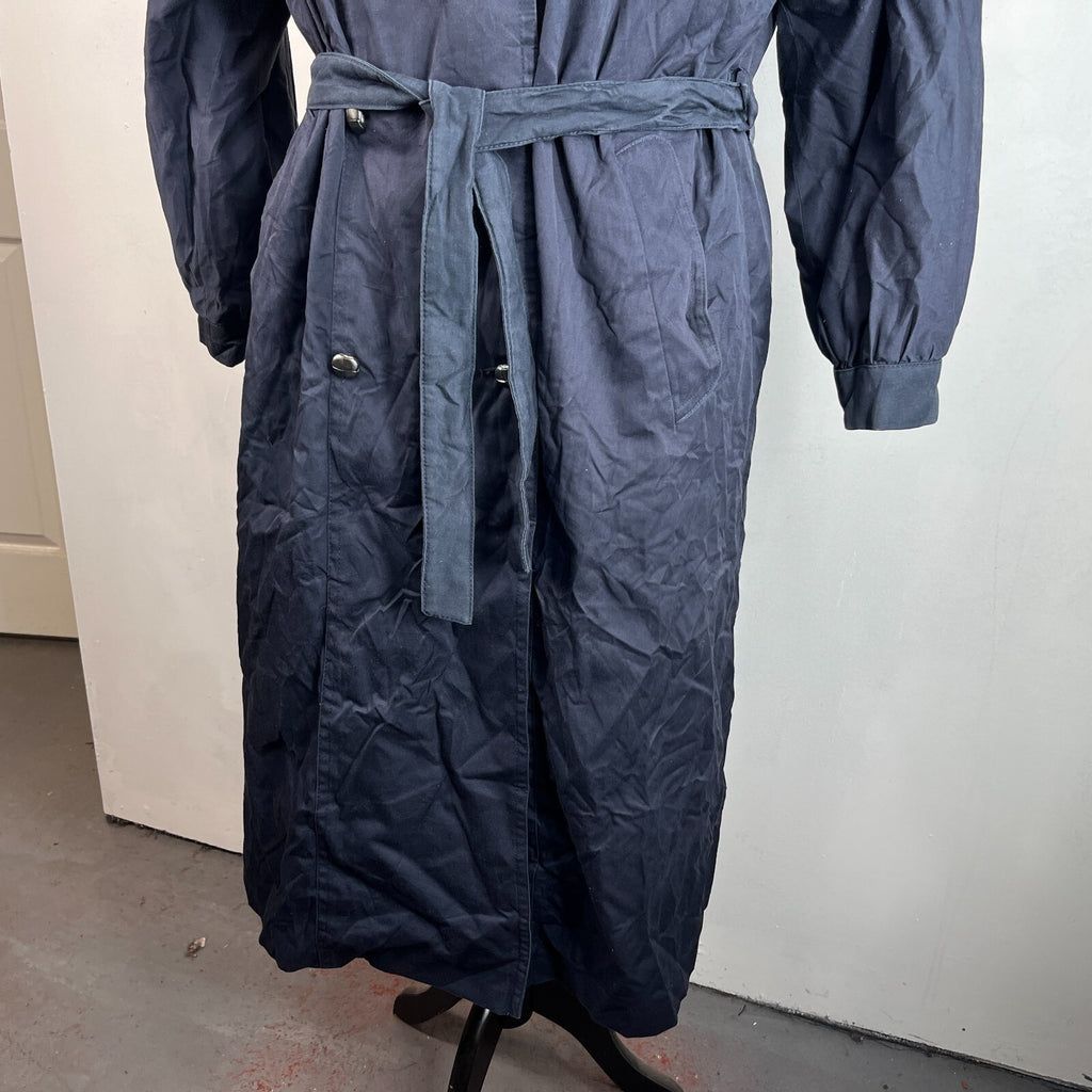 Vintage C&A Women's Lined Trench Coat with Belt Navy Blue size 46