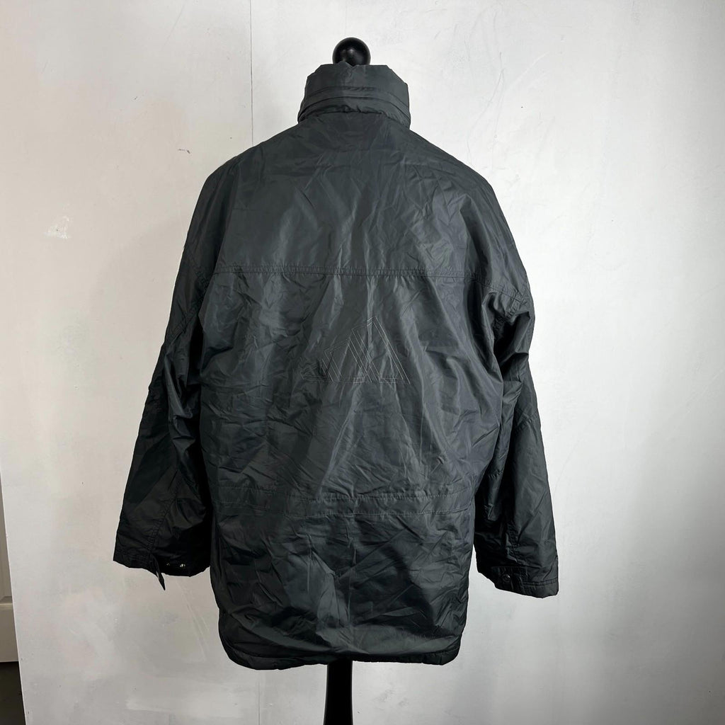 Adidas Men's Quilted Coach Jacket in Dark Grey - size Medium Oversized