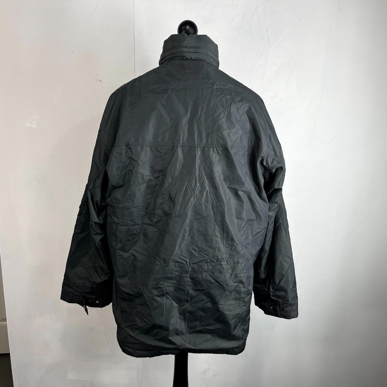 Adidas Men's Quilted Coach Jacket in Dark Grey - size Medium Oversized