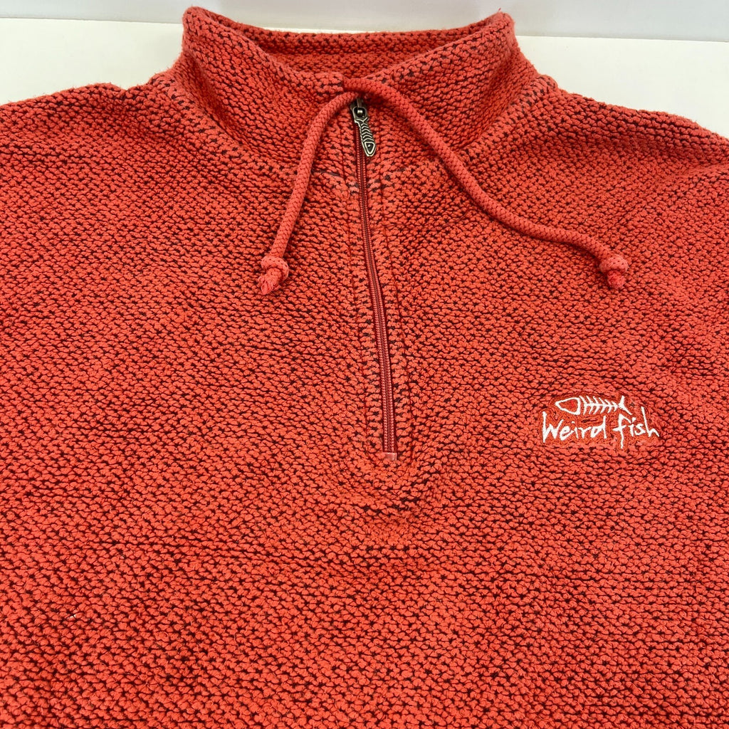 Weird Fish Macaroni 1/4 Zip Waffle Knit Jumper Pullover Mens 2XL Terracotta Red