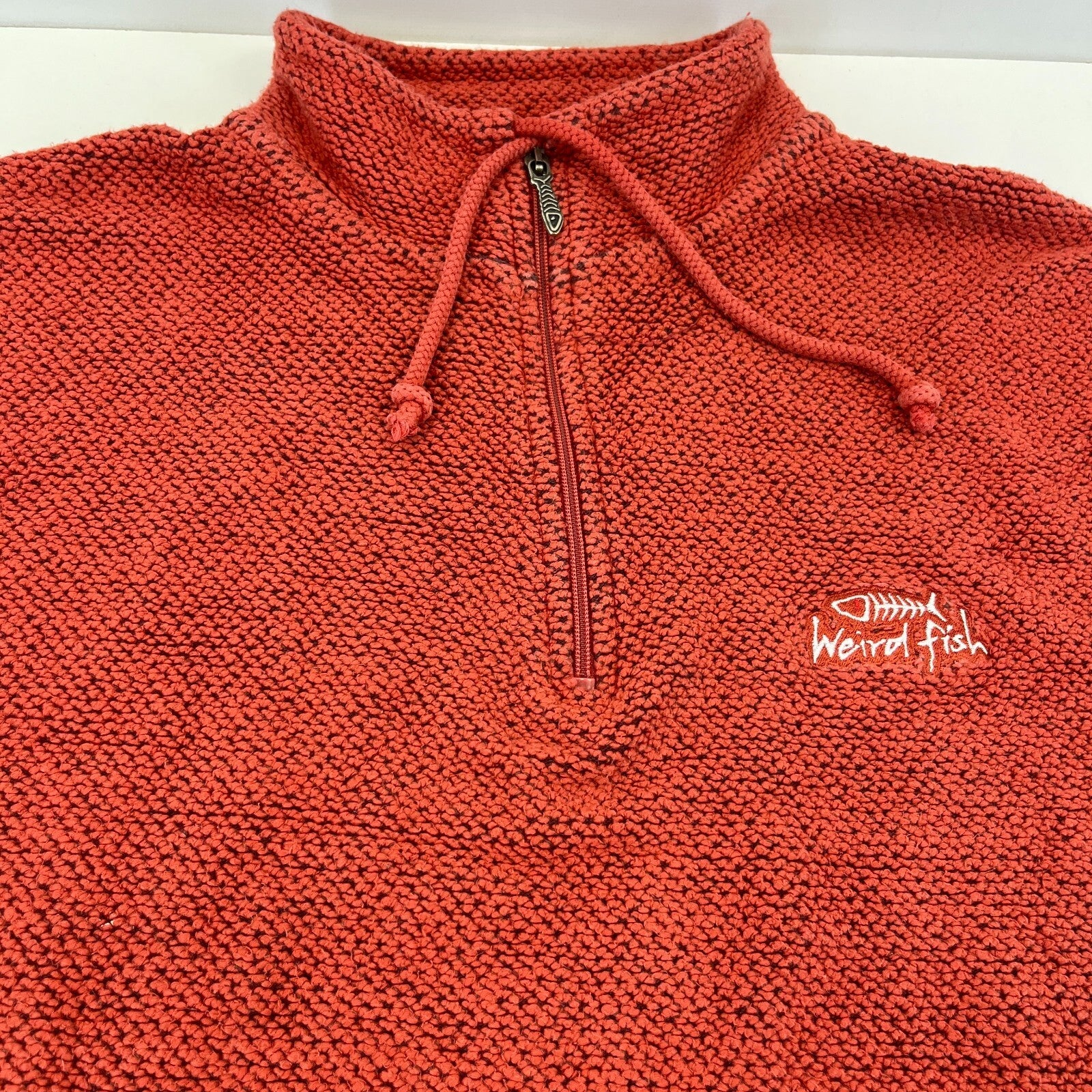 Weird Fish Macaroni 1/4 Zip Waffle Knit Jumper Pullover Mens 2XL Terracotta Red