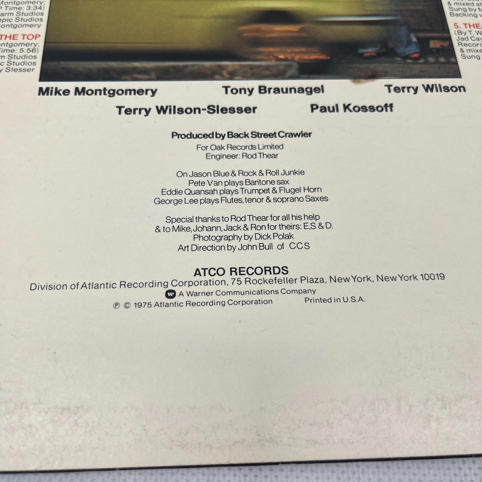 Back Street Crawler The Band Plays On 12" Vinyl LP ATCO US Record SD36-125 EX/VG