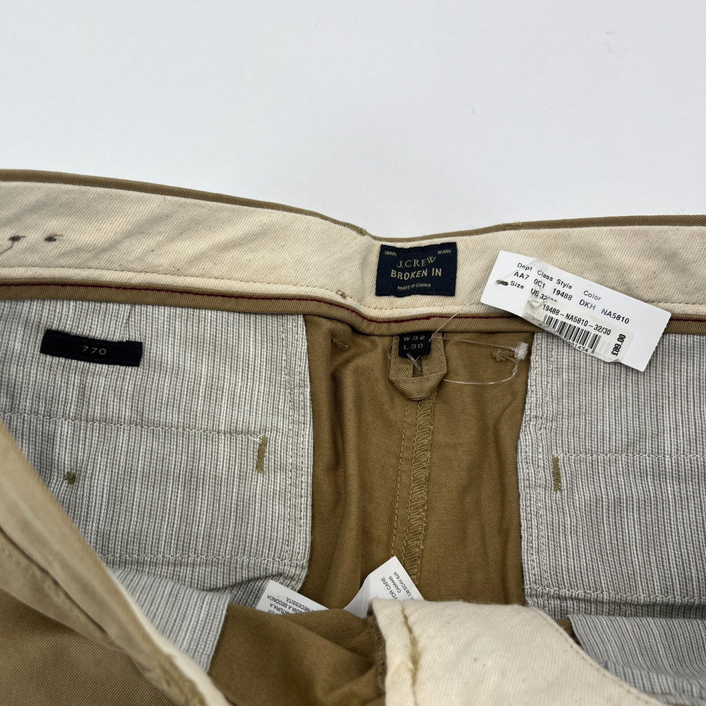J Crew 770 Straight Fit Chino Trousers in Beige W32" L30" New with Tags