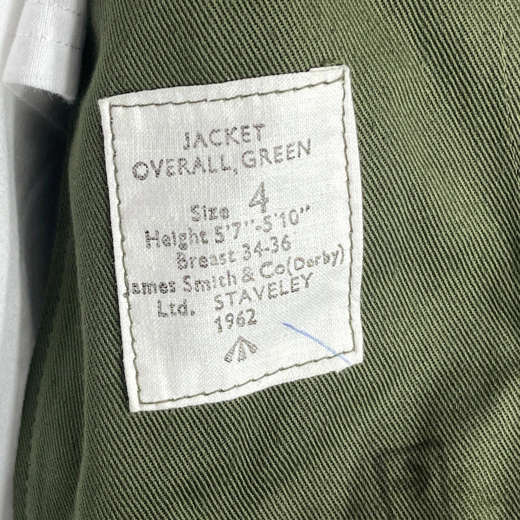 Vintage 1962 British Army James Smith & Co Olive Green Overall Jacket Size 4