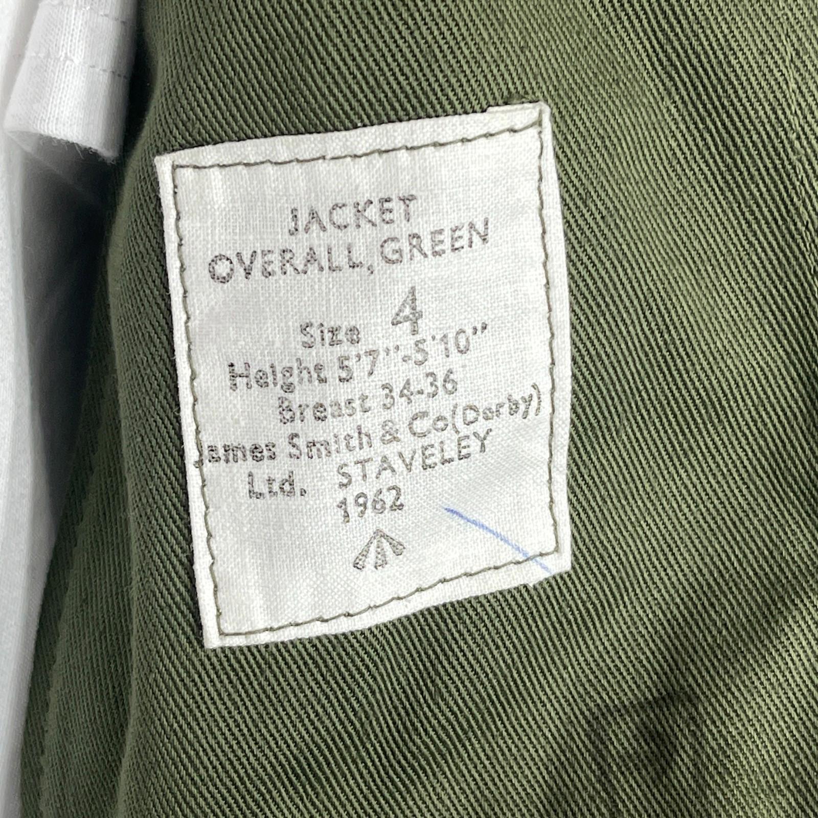 Vintage 1962 British Army James Smith & Co Olive Green Overall Jacket Size 4