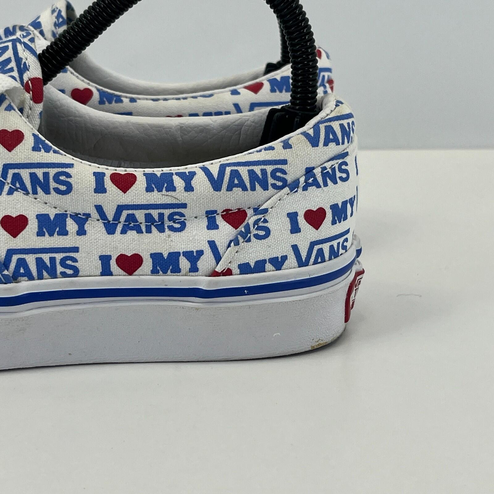 Vans Skate Sk8 Low Shoes White/Blue "I Love My Vans" - UK Size 5.5