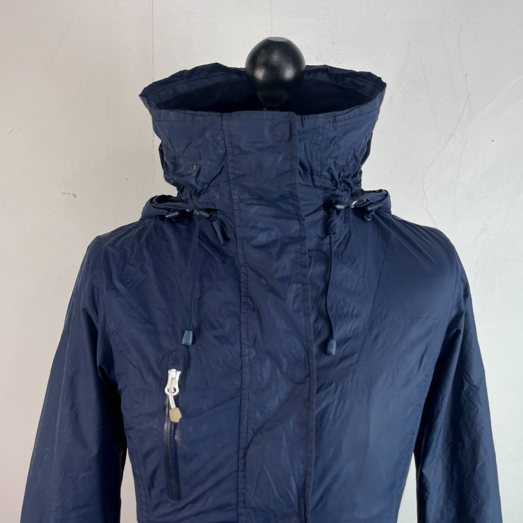 Henri Lloyd Waterproof Windbreaker Jacket Women’s size Small Navy Blue + Stow Hood