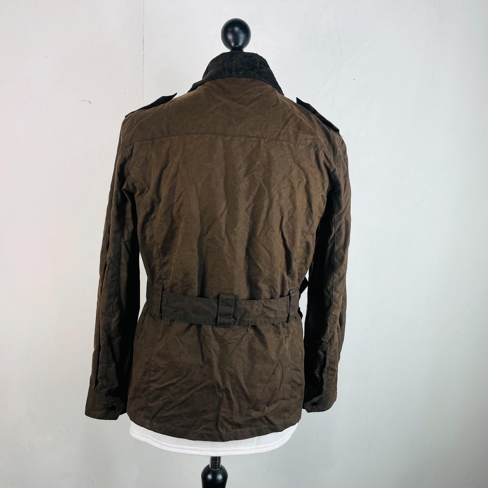 Crane Womens Waxed Cotton Jacket with Belt in Brown size Medium