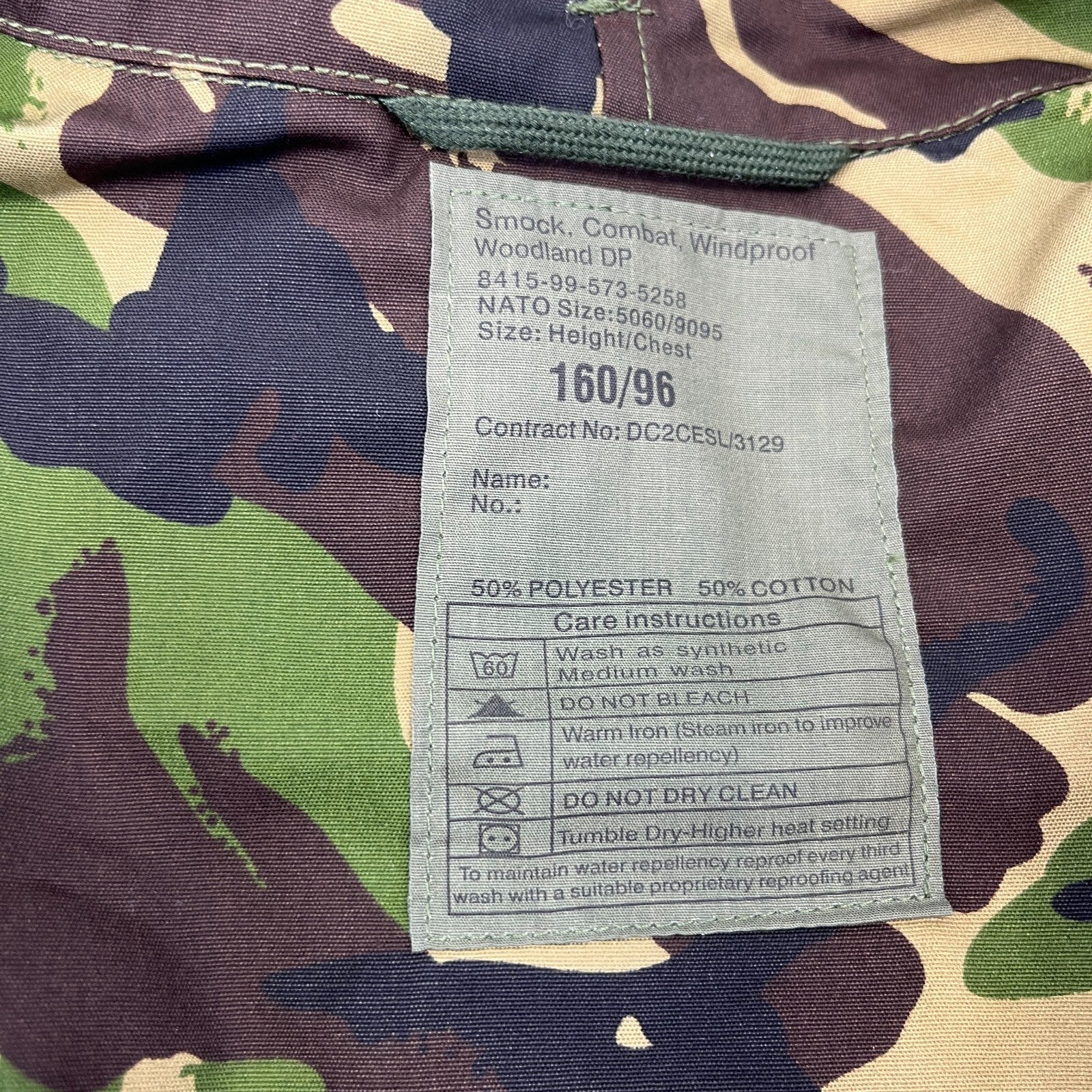 Windproof Combat Smock DPM Woodland Camo size 160/96 RM SF Issue Fishing