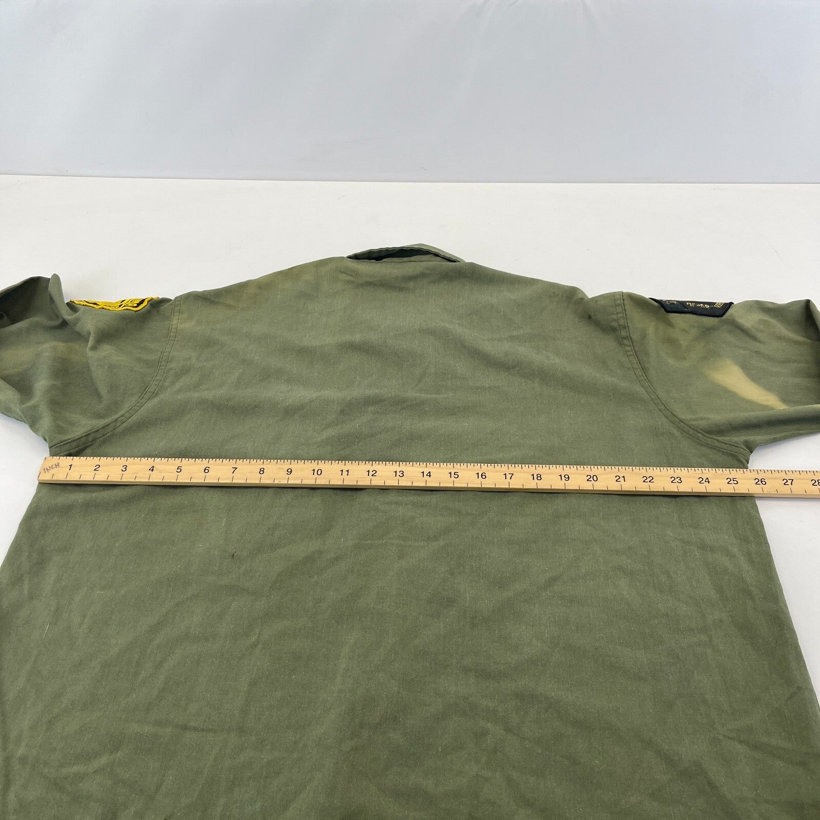 Vintage 60s/70s Oklahoma DOC Shacket Jacket Heavy Shirt XL Khaki Green + Badges