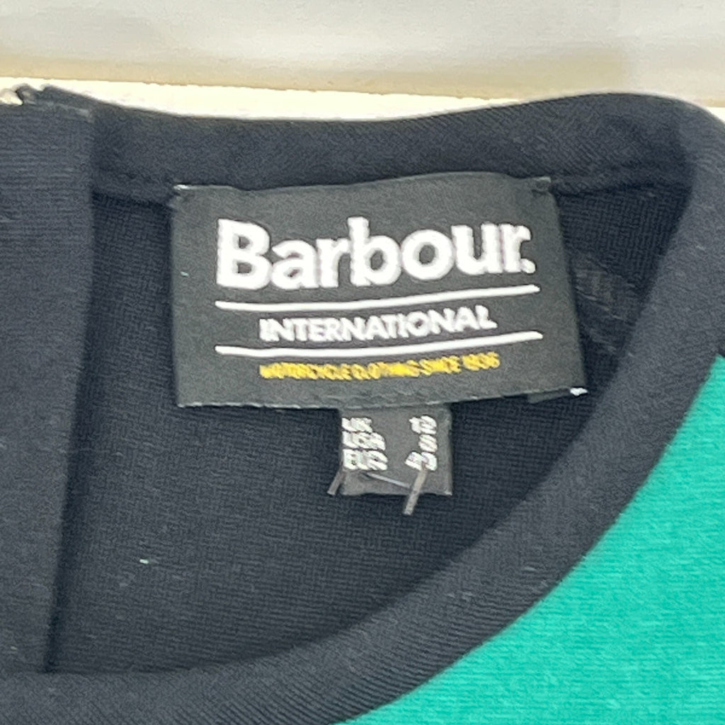 Barbour International Mica Black & Green Long Sleeve Midi Dress UK 12 Stretchy