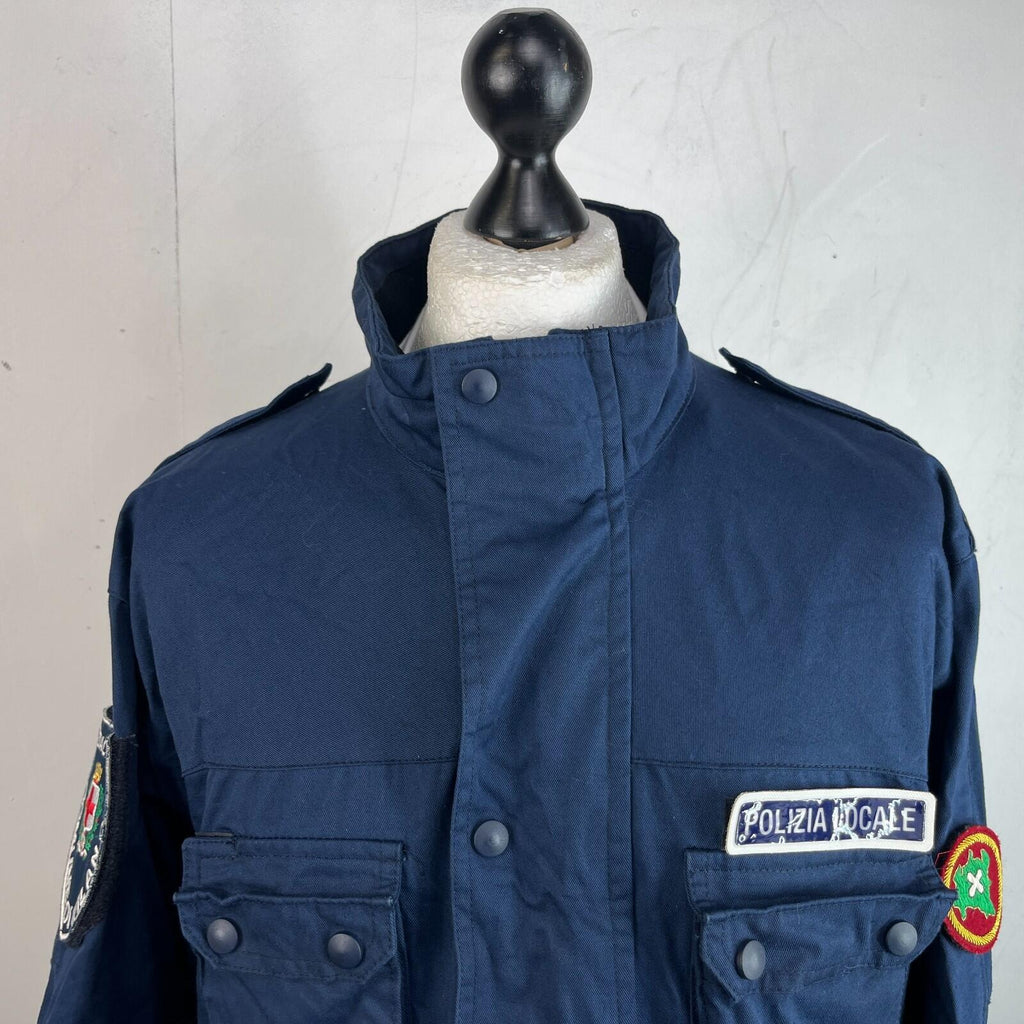 Polizia Locale Milan Police Parka Jacket in Navy Blue with Badges size 2XL