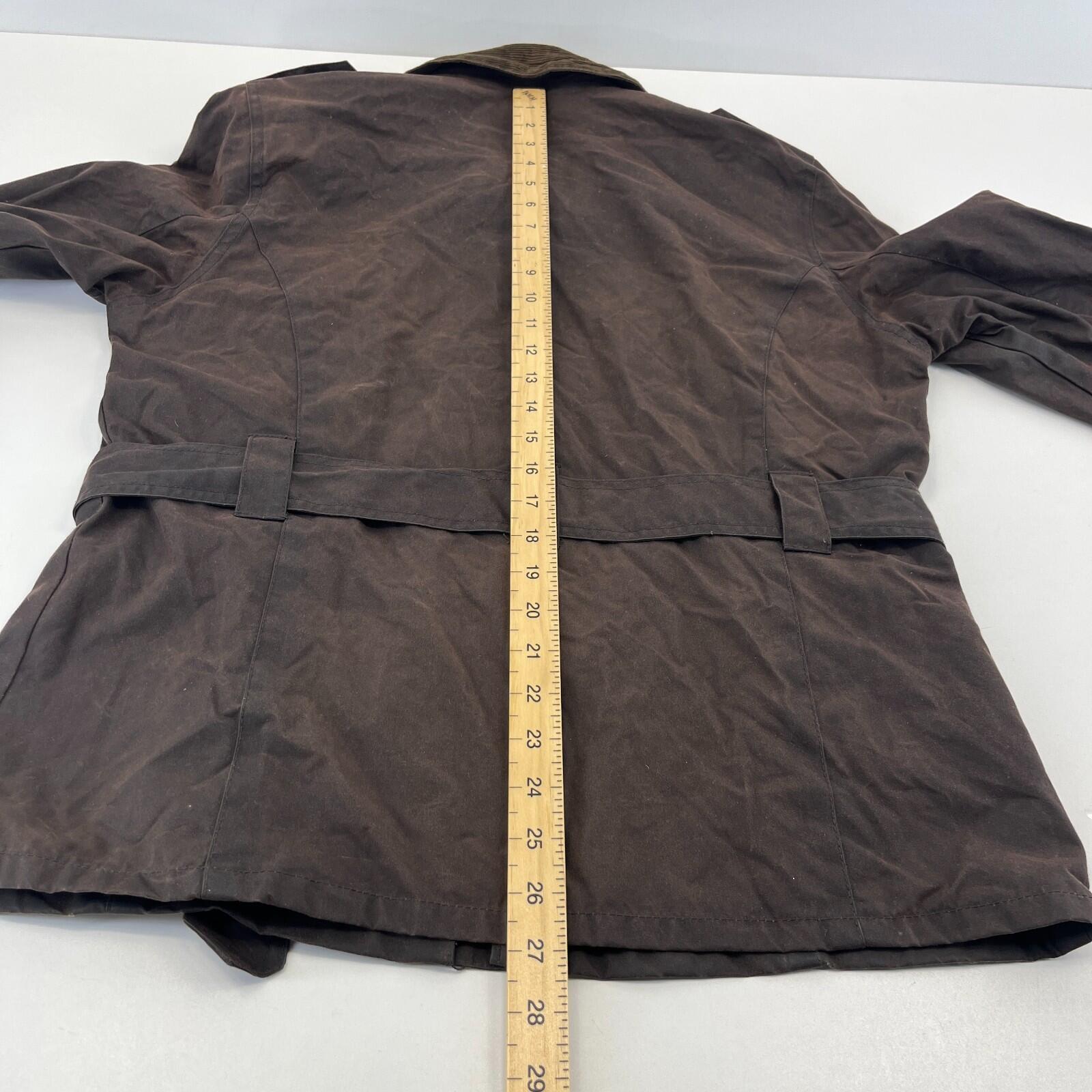 Mc Orvis Wax Jacket Womens size M Brown Waxed Coat with Belt Made in the UK