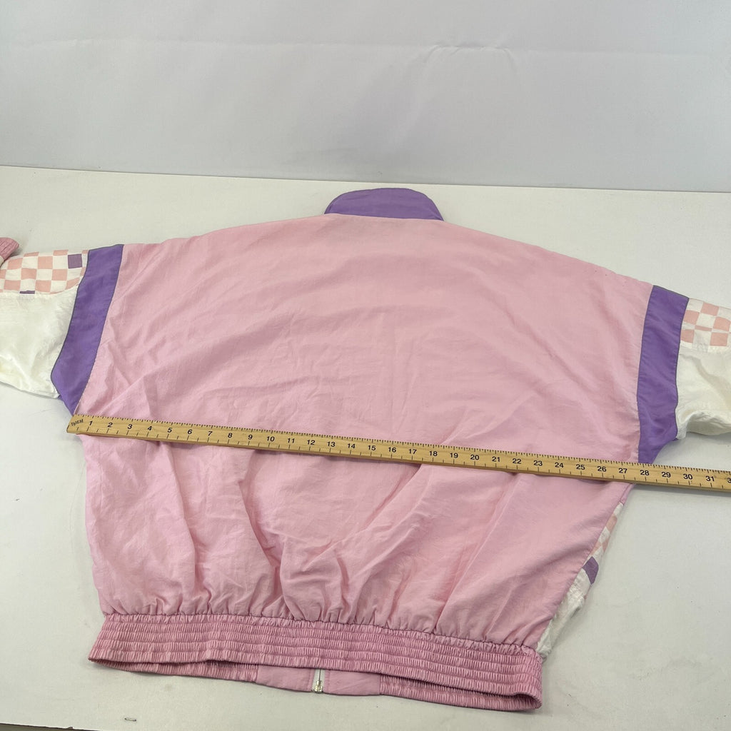 Vintage 80s 90s Golden Cup Shell Suit Track Jacket Pink Colour Block size L