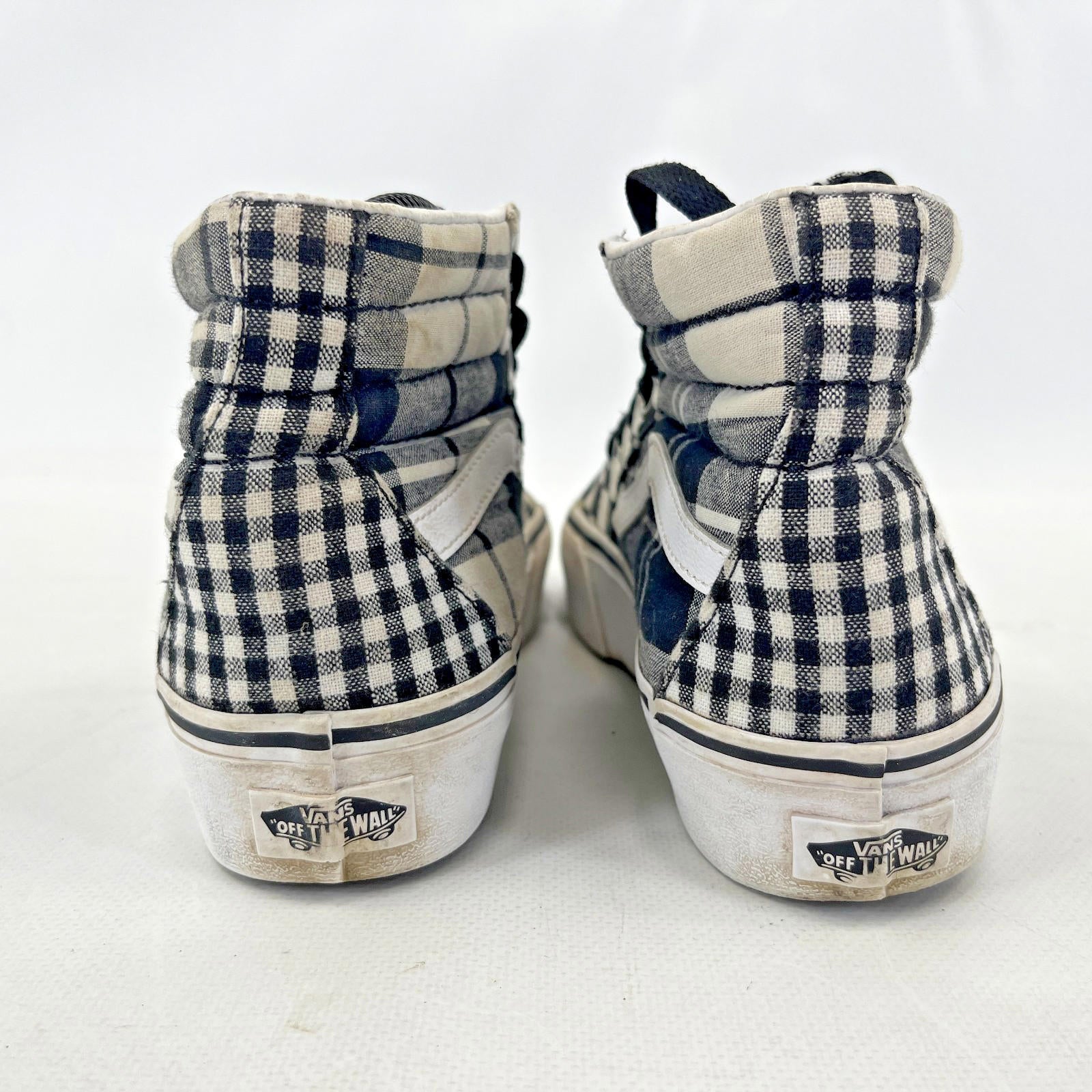 Vans Off The Wall Black/White Checkerboard Hi Top Trainers UK size 3