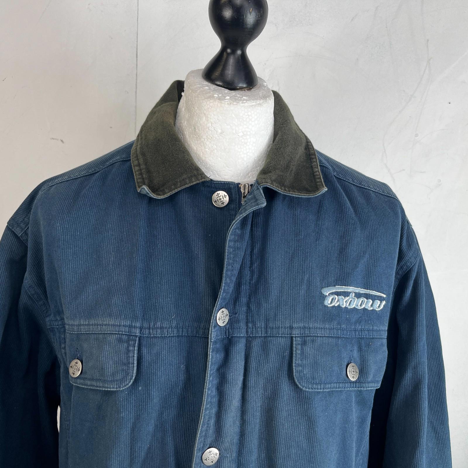 Oxbow Corduroy Trucker Chore Jacket US size L Blue Long Sleeve 100% Cotton