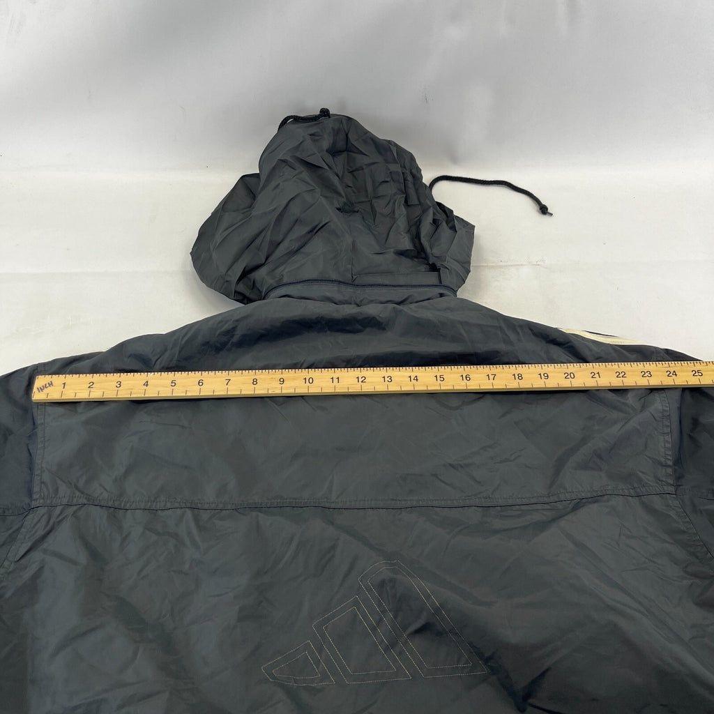 Adidas Men's Quilted Coach Jacket in Dark Grey - size Medium Oversized