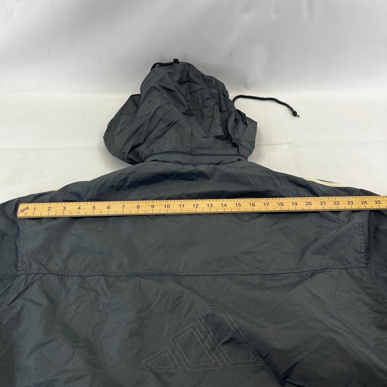 Adidas Men's Quilted Coach Jacket in Dark Grey - size Medium Oversized