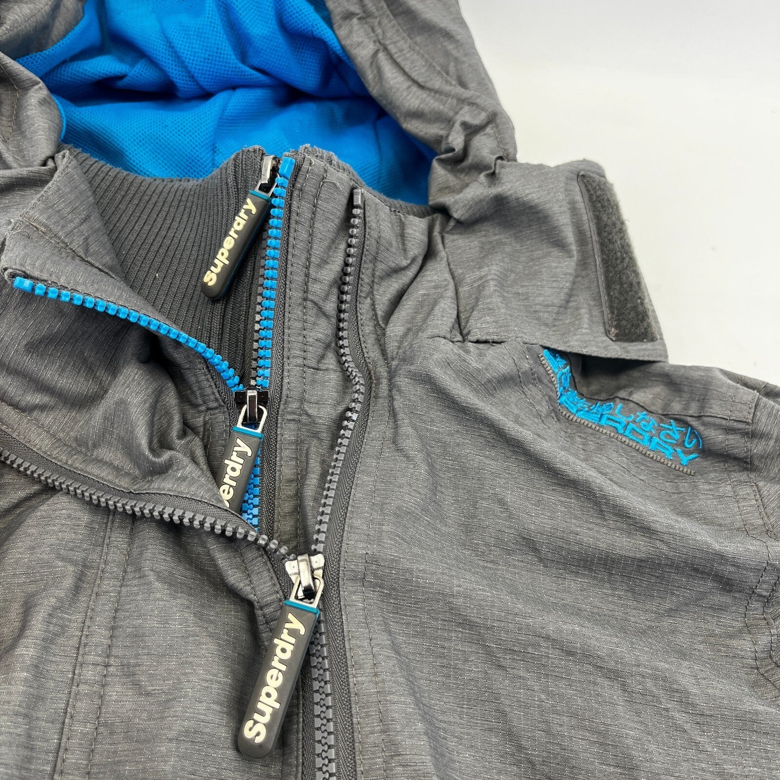 SuperDry Original Windcheater Jacket in Grey/Blue size Small Hooded