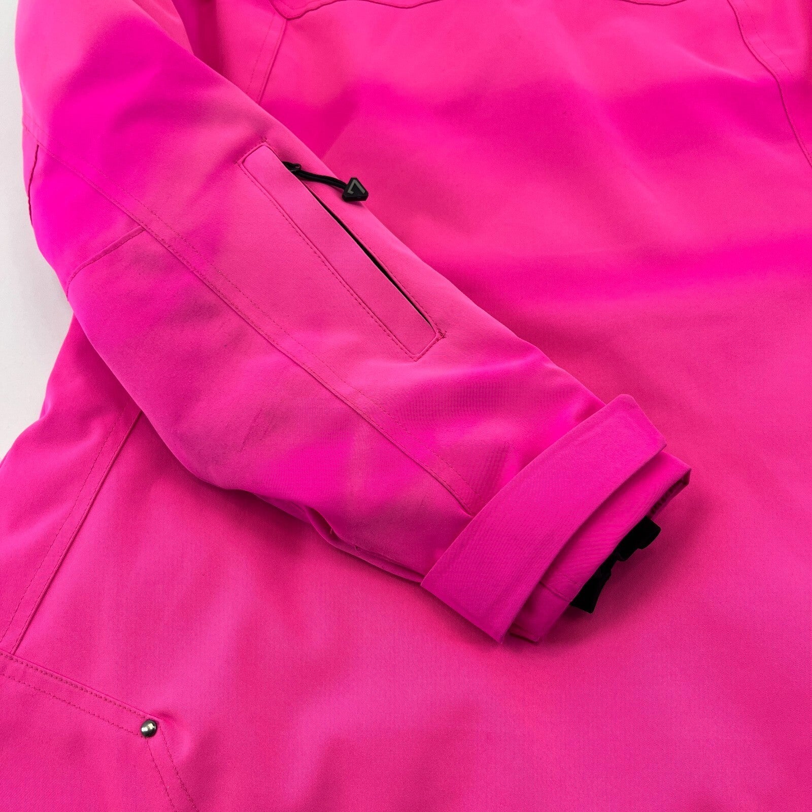 Degre 7 Women's Ski Jacket in Bright Pink with Faux Fur Fringe Hood size 38/S