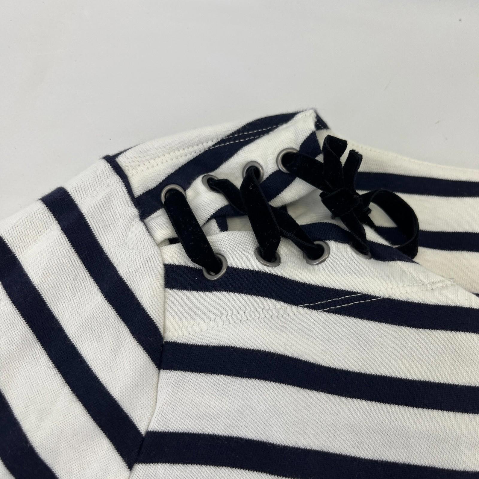 Boden Striped 100% Cotton Top 3/4 Sleeve Navy Blue & White size 18