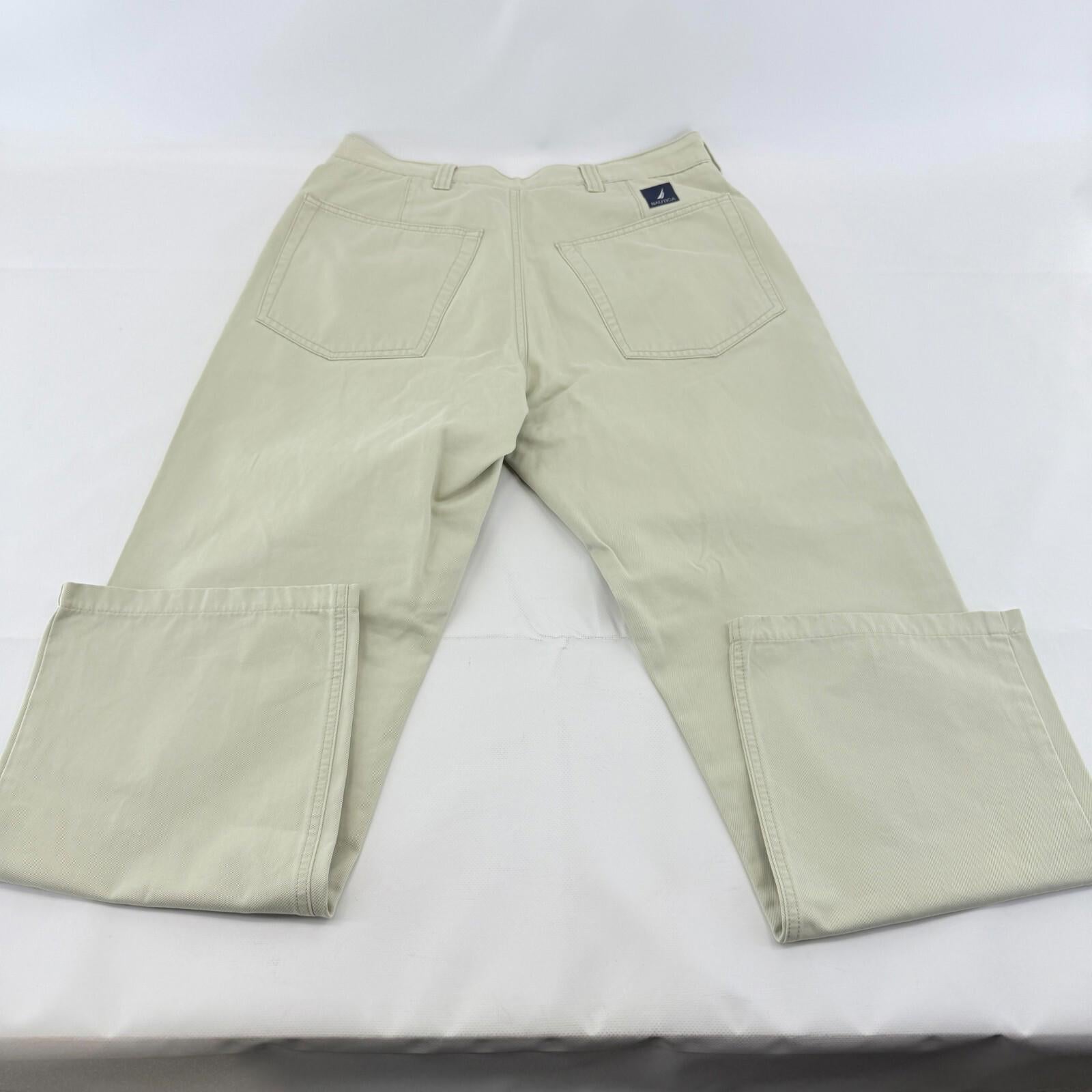 Nautica Men's Chino Jeans in Light Beige W33" L30" 100% Cotton Straight Leg VGC