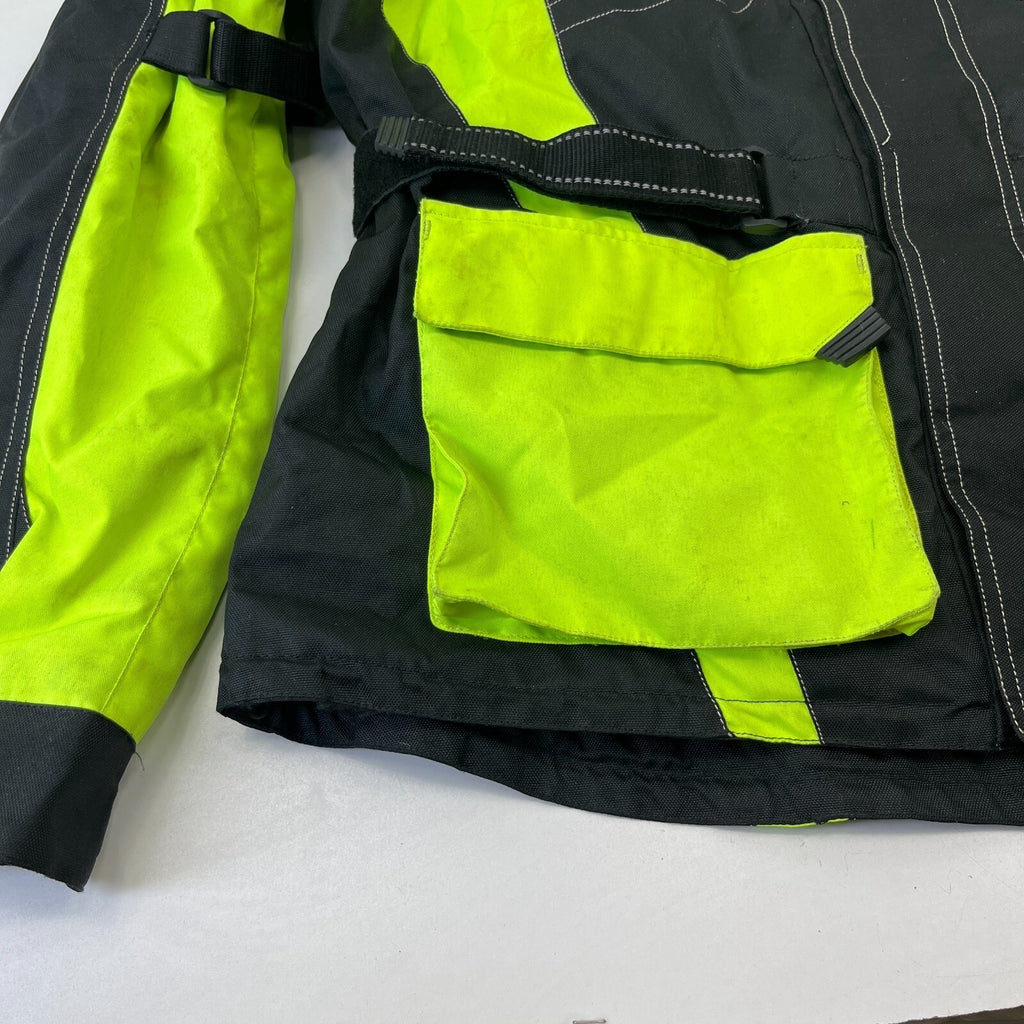 Crane Road Motorcycle Jacket Mens Black/Fluro with Removable Lining size XL