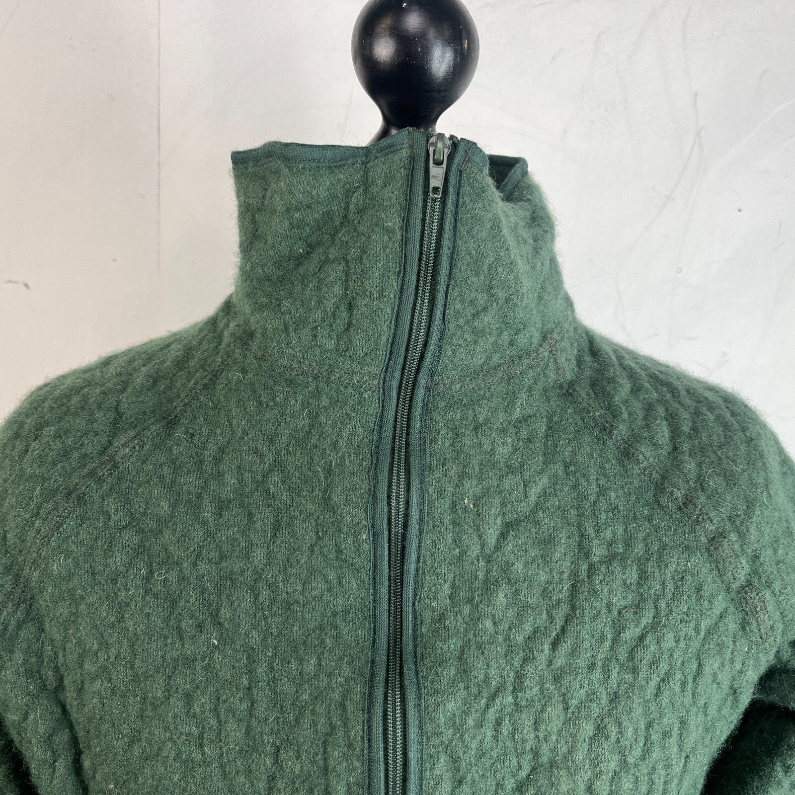 Vintage Dutch Army Fleece Jacket Olive Green size Medium