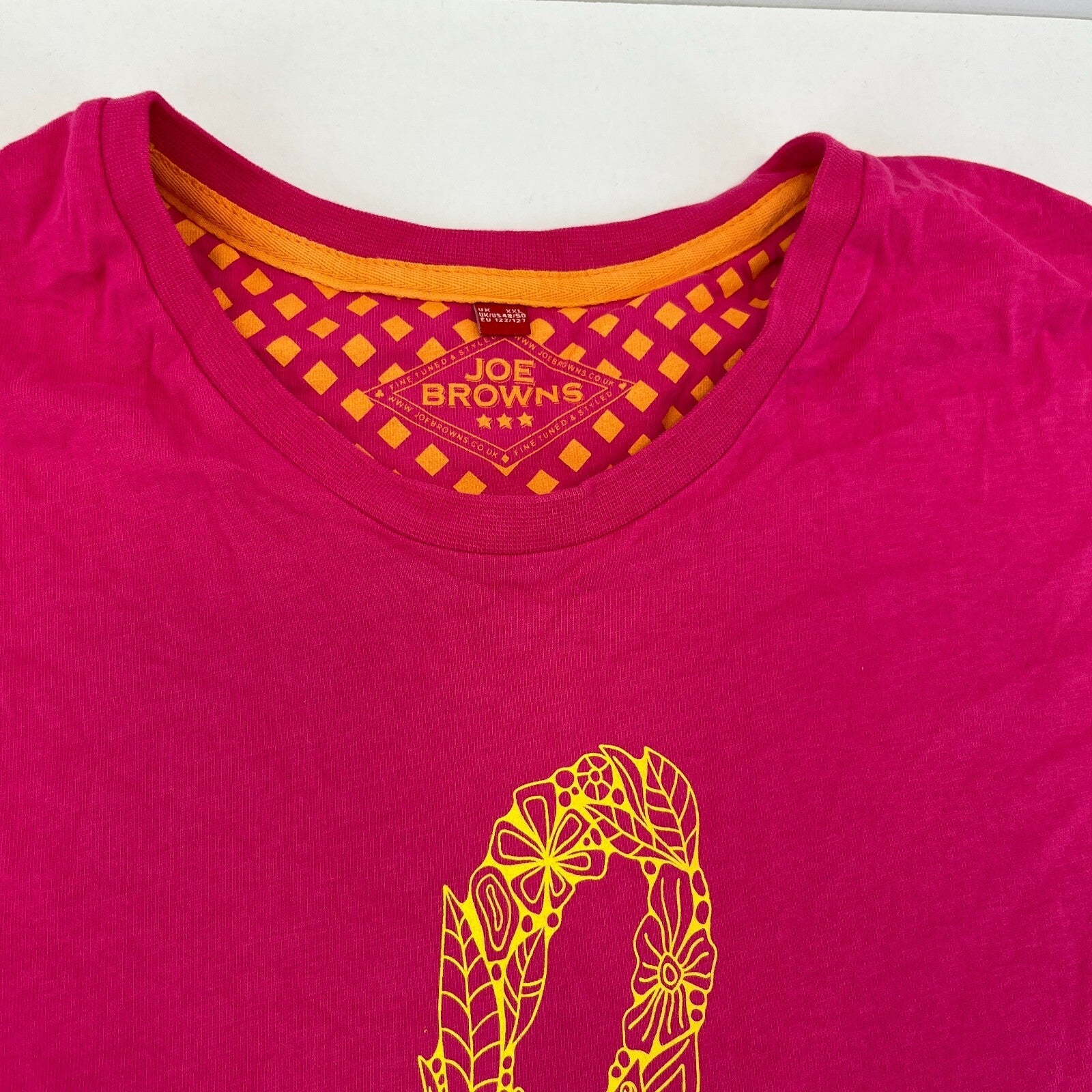 Joe Browns Pink & Yellow Crew Neck Short Sleeve T-Shirt 100% Cotton size 2XL