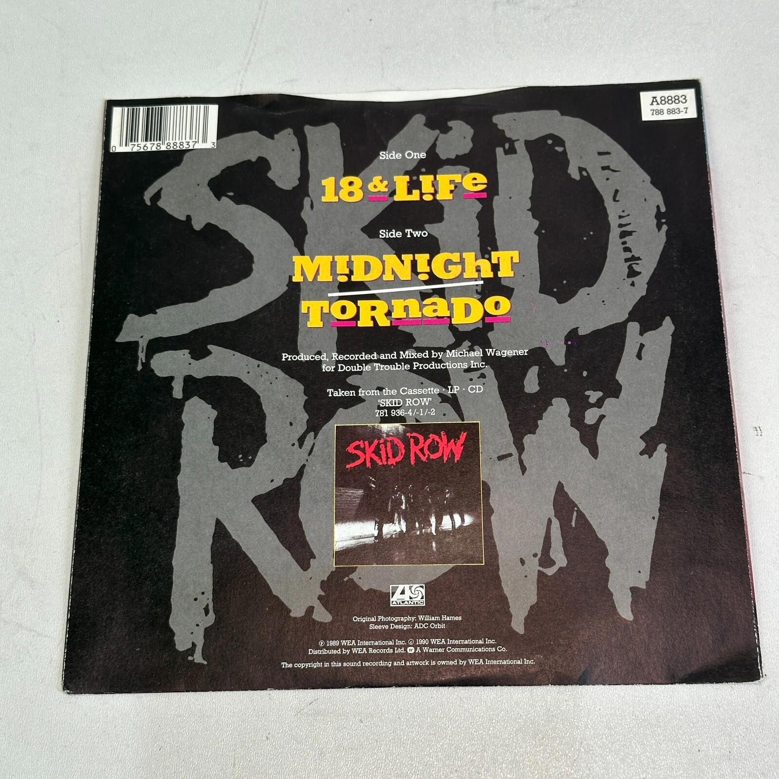 Skid Row - 18 & Life / Midnight Tornado 7" Vinyl Single Record Ex/Ex
