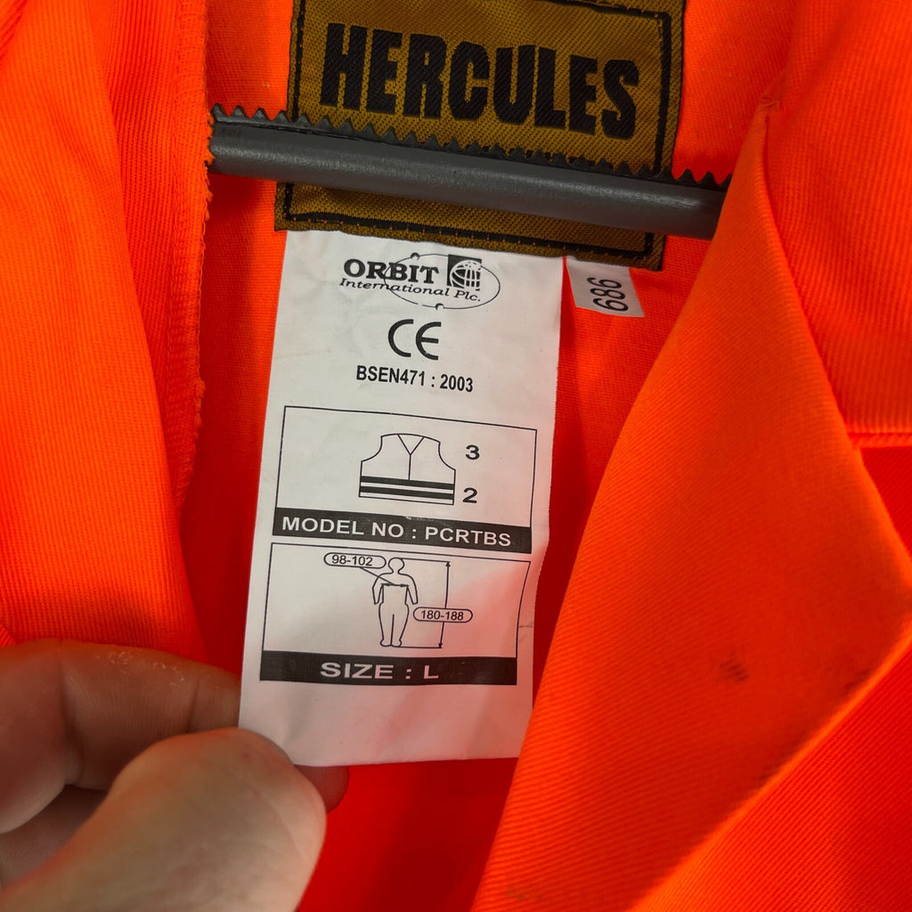 Hercules Men's Hi-Vis Orange Overalls Boiler Suit Coveralls size Large