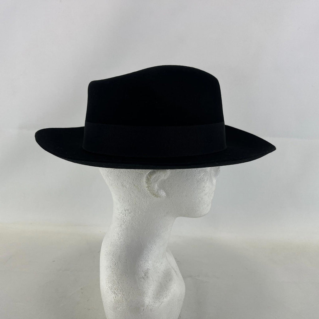 Palms Halt 100% Wool Handmade Textured Fedora Hat in Black size M 56