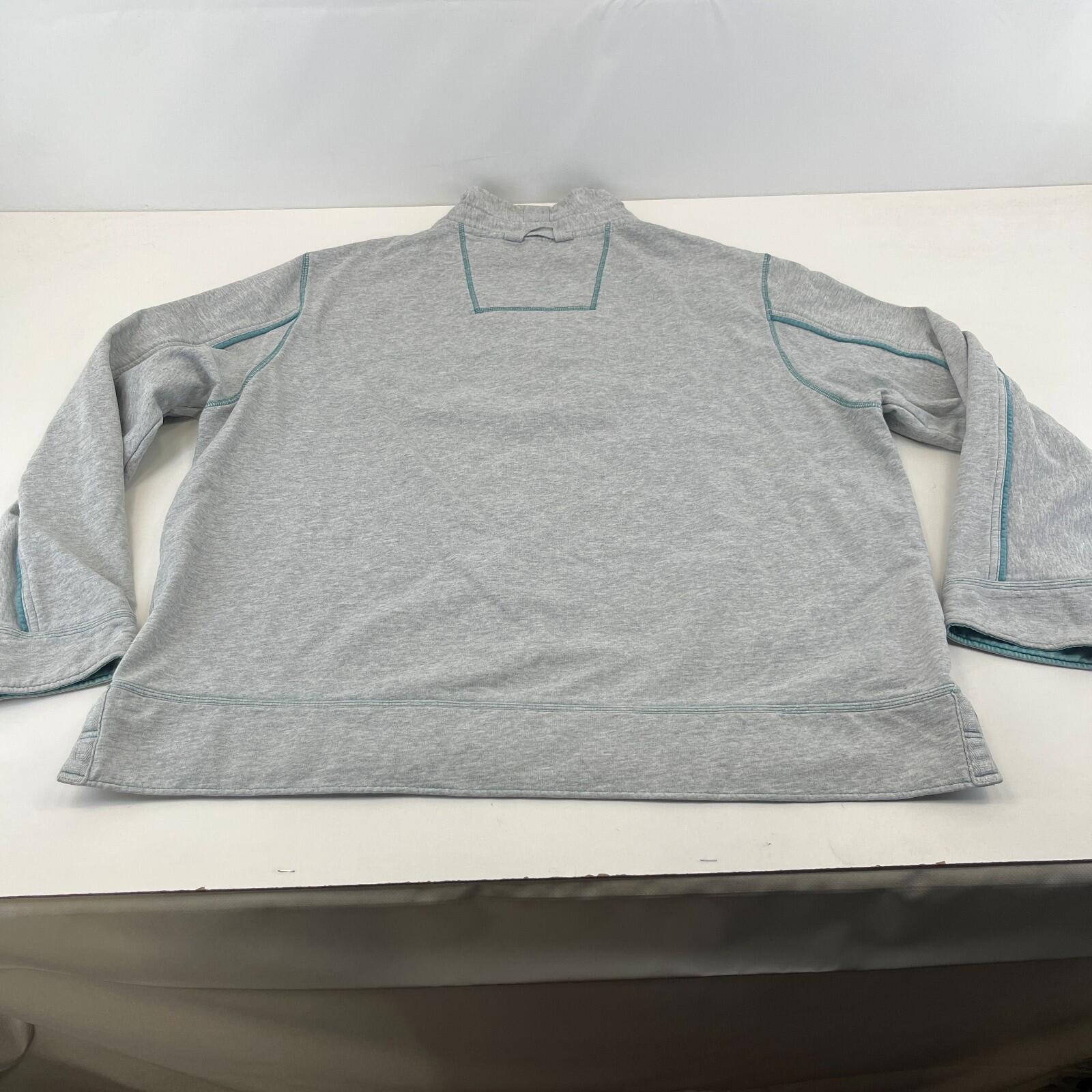 Fat Face Originals Men’s 1/4 Zip Fleece Pullover Grey & Teal size 2XL