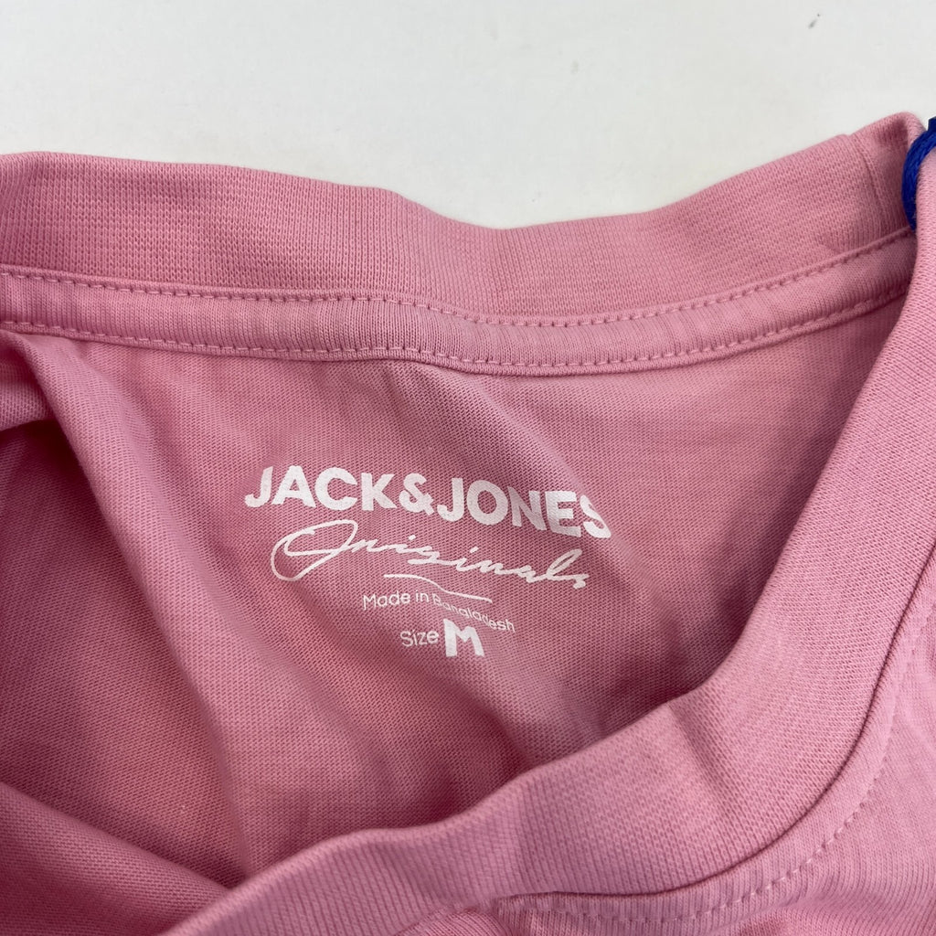 Jack & Jones Original Logo T-shirt Mens Crew Neck Print Cotton Tee Pink size M