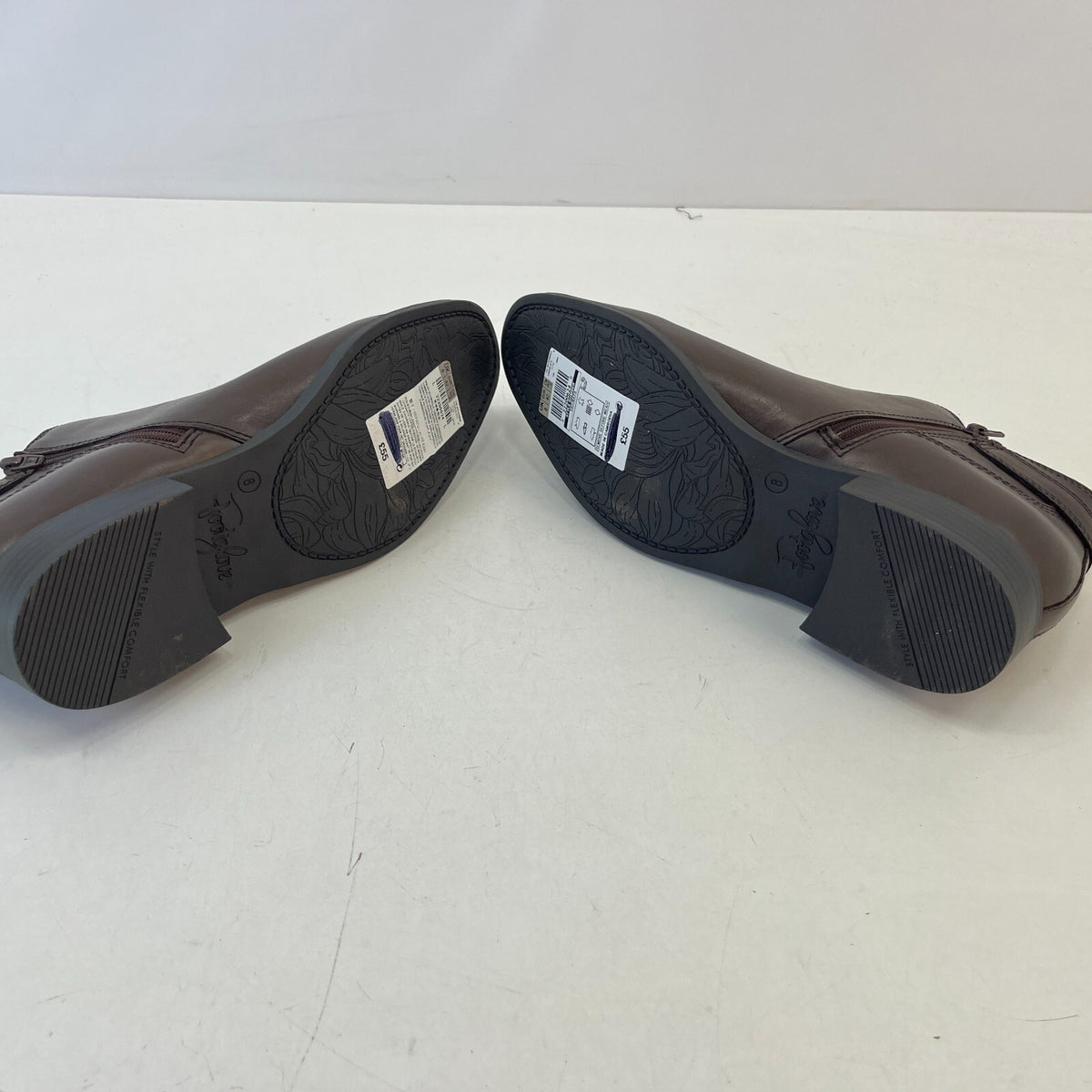 M&S Women’s Dark Brown Leather Almond Toe Ankle Boots Block Heel & Side Zip UK 8