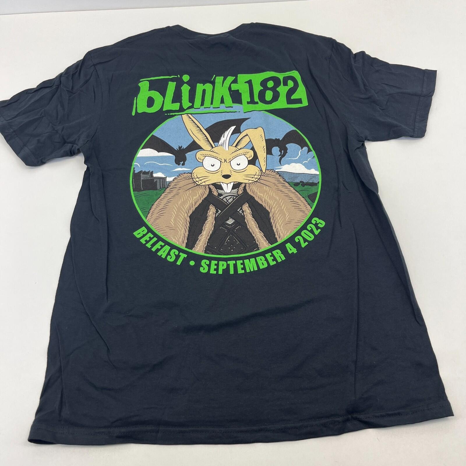 Blink 182 Belfast 2023 Tour T Shirt - Black & Green size Medium - NWOT