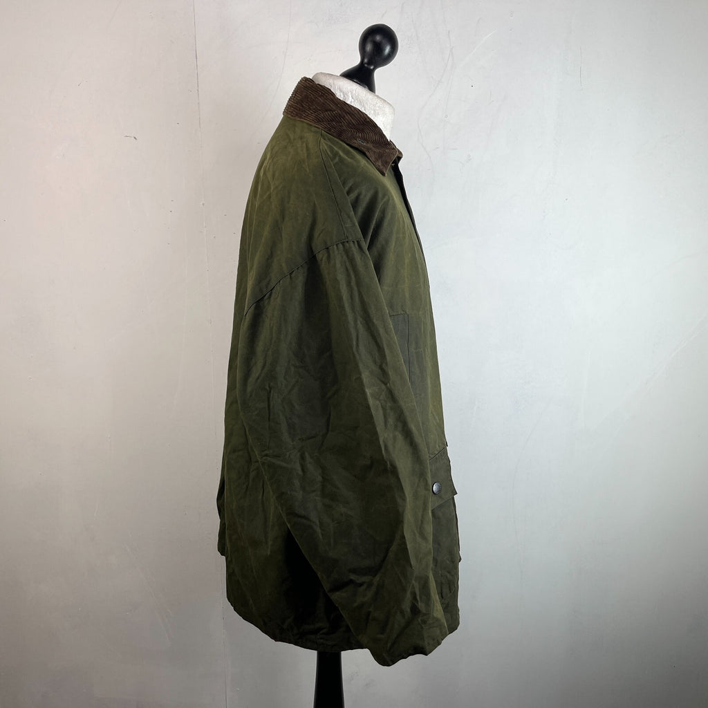 Mc Orvis Wax Jacket Mens size XL Green Waxed Coat Made in the UK