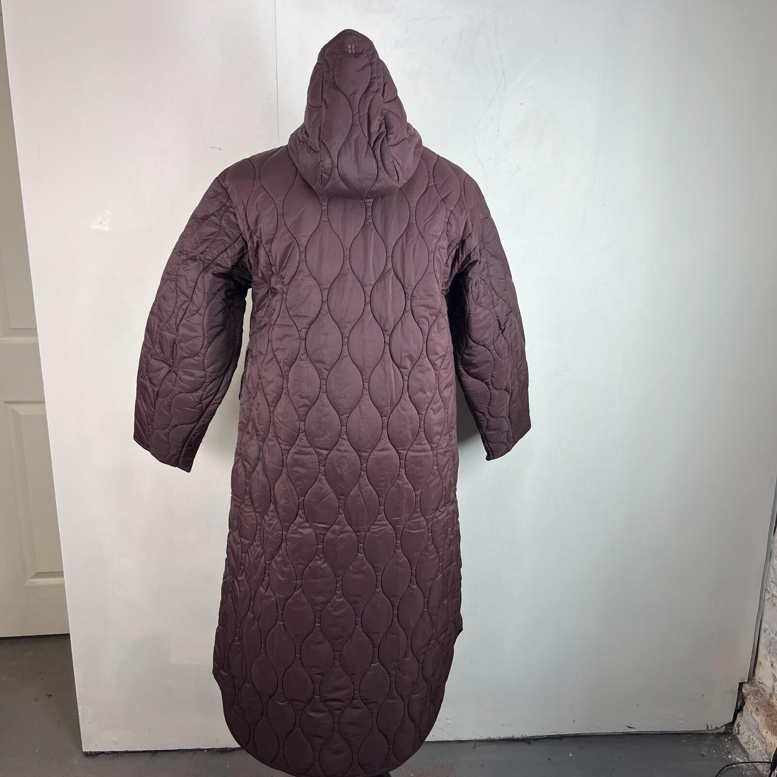 Sweaty Betty On The Move Longline Quilted Parka Coat in Sable Brown size M/12