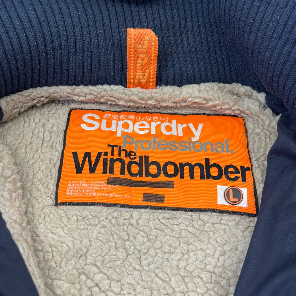 Superdry The Windbomber Sherpa Fleece Lined Jacket Casual Black Windproof size L