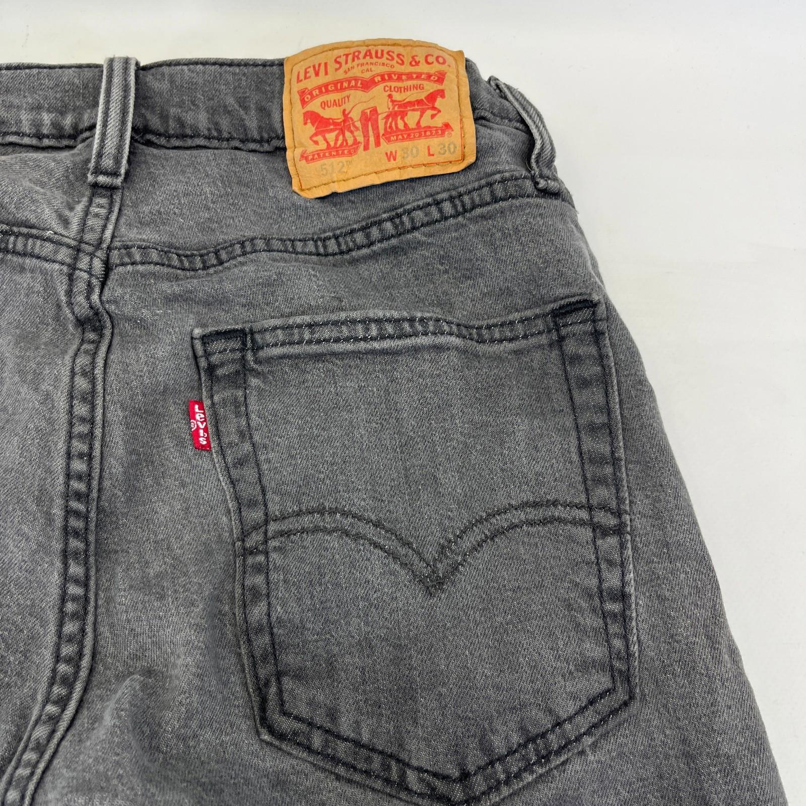 Levis 512 Mens Jeans Black W30" L30" Slim Fit Tapered Stretch Denim