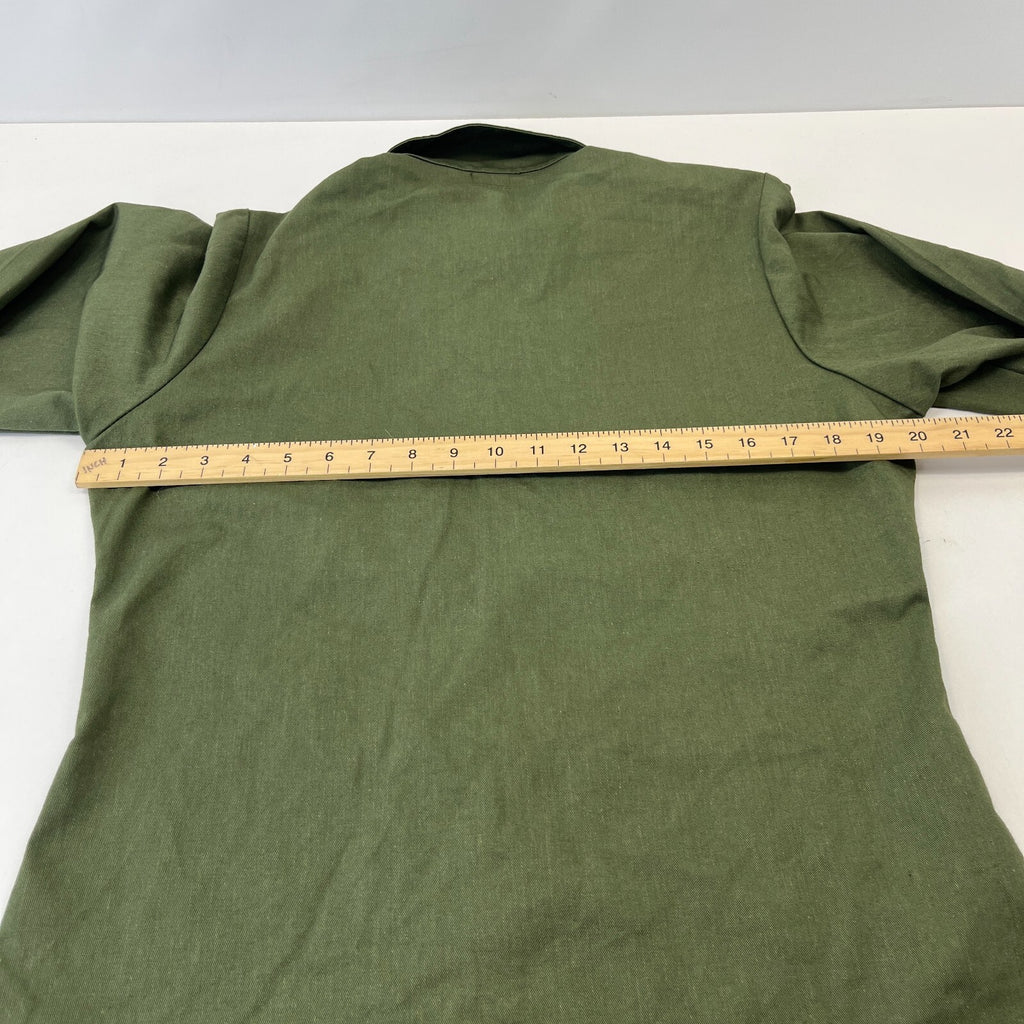 Vintage American Army Military Long Sleeve Dura Press Shirt Olive Green size L