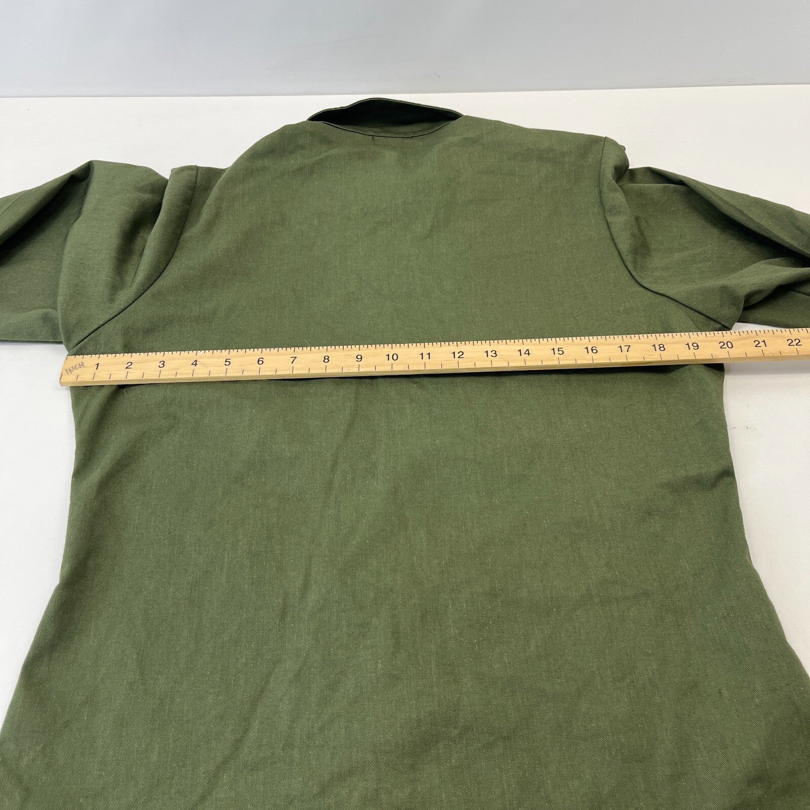 Vintage American Army Military Long Sleeve Dura Press Shirt Olive Green size L