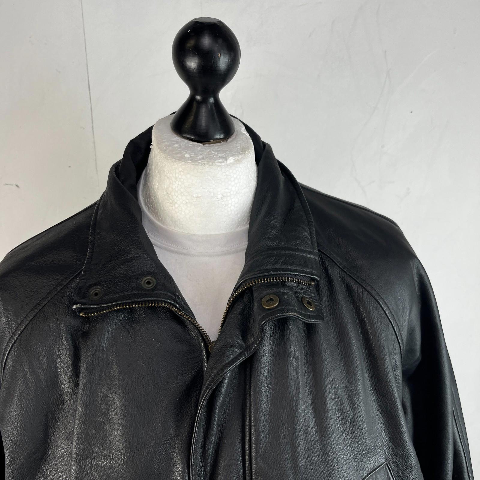 Paragon Mens Mid Length Leather Jacket Coat size XL in Black