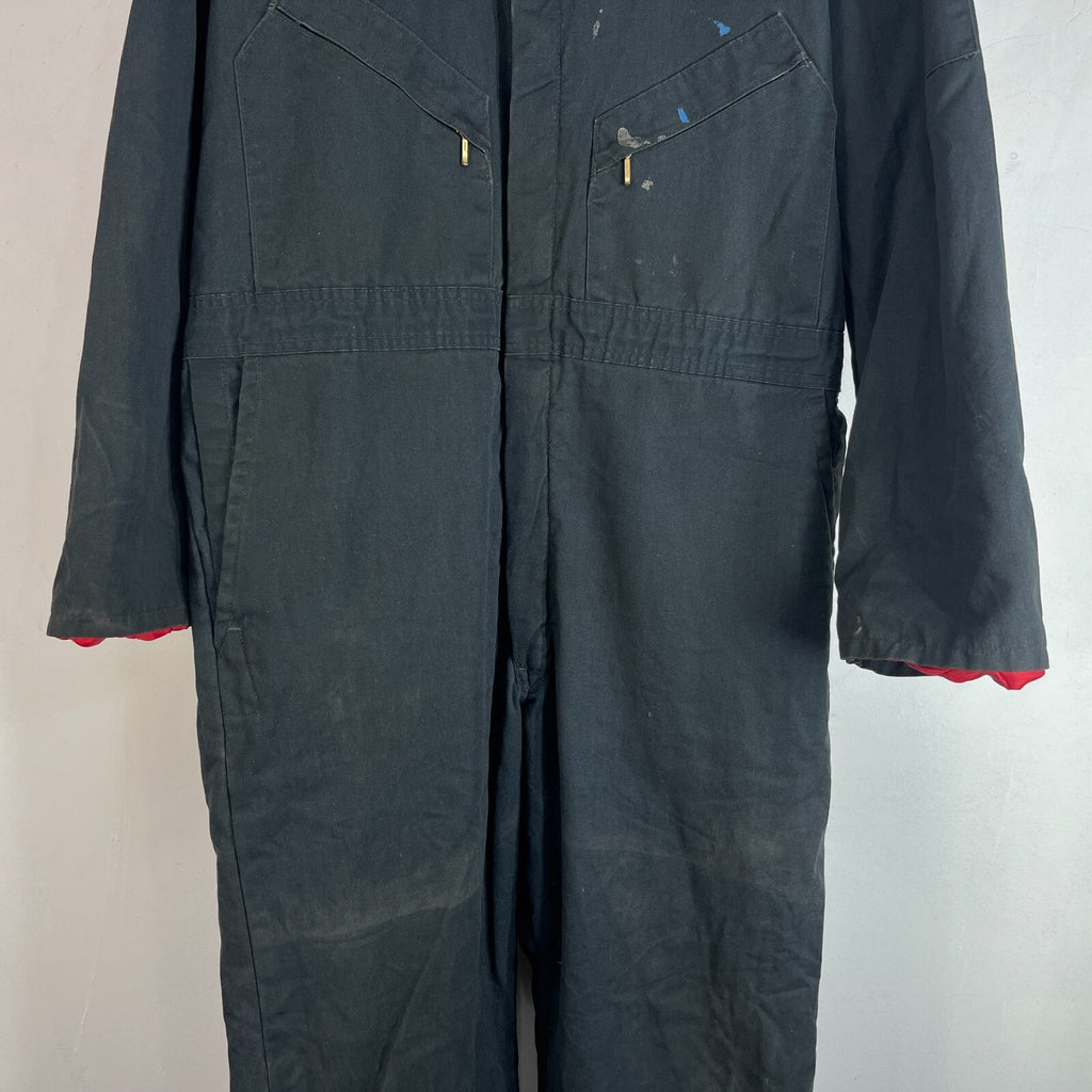 Vtg Walls Zero Zone Heavy Duty Overalls Quilted Insulated in Black Large Tall