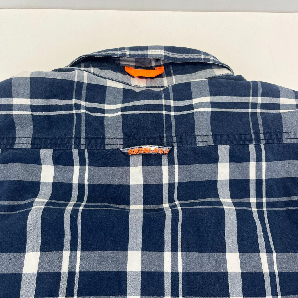 SuperDry Men's Lined Check Work Chore Shirt in Blue size XL