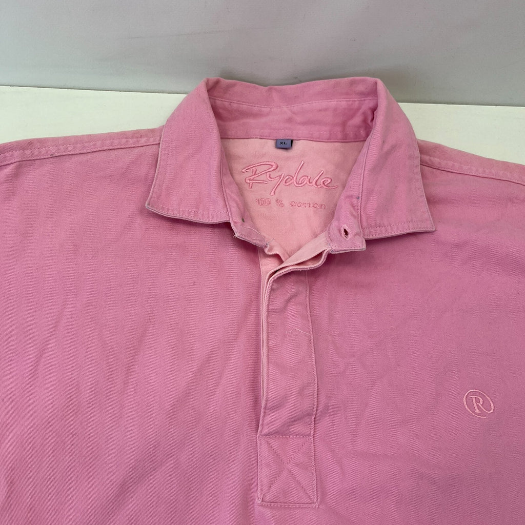 Rydale Men’s Heavy Cotton Pullover Shirt Long Sleeve in Pink size XL