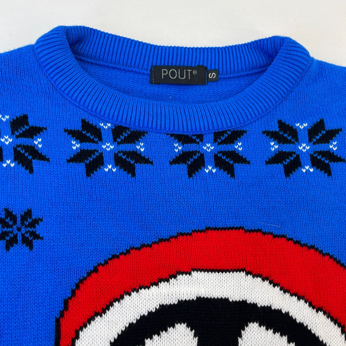 Pout Long Sleeve Christmas Knitted Jumper Santa Penguin Blue size Small