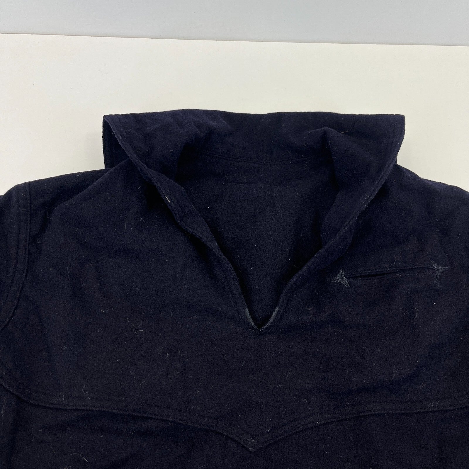 Vintage US Navy Sailor Cracker Jack 100% Wool Top Pullover Tunic Black size 38
