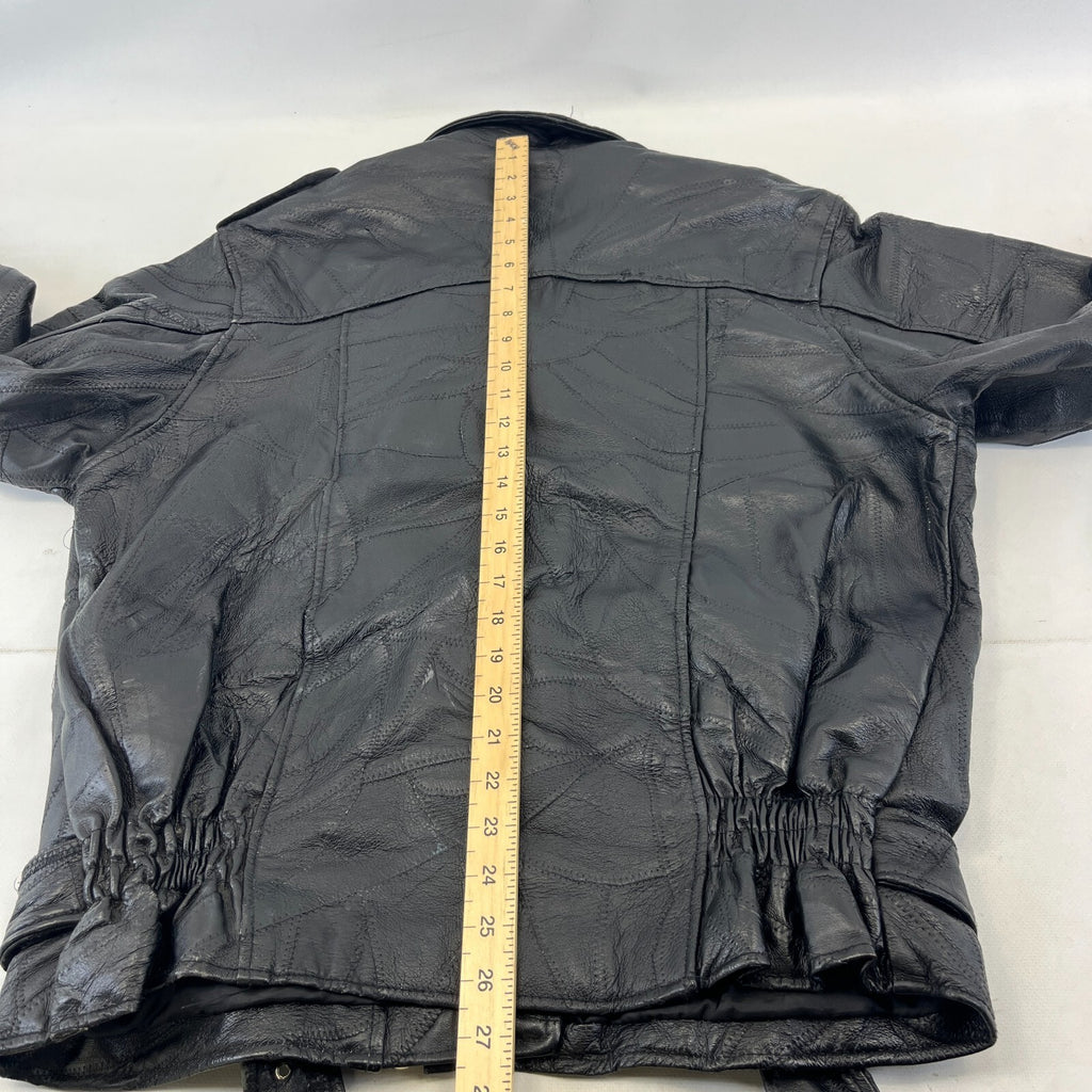 Flight Path Black Patchwork Leather Motorcycle Jacket Cruiser Biker size Large
