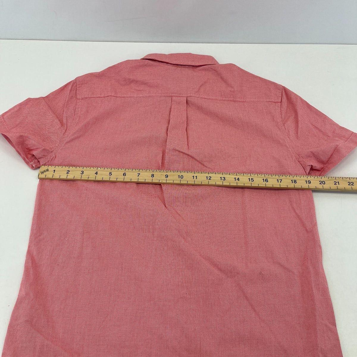 SuperDry Ultimate Oxford Shirt in Red Micro Houndstooth Short Sleeve size Small